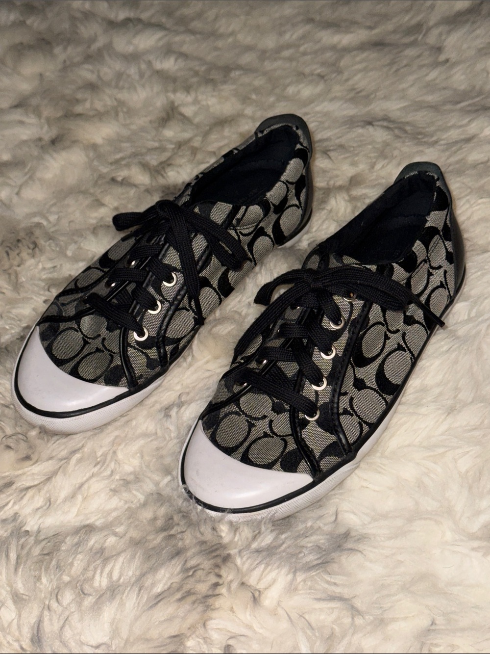 Coach Baret Black and Gray Signature Canvas Lace-Up Sneakers
